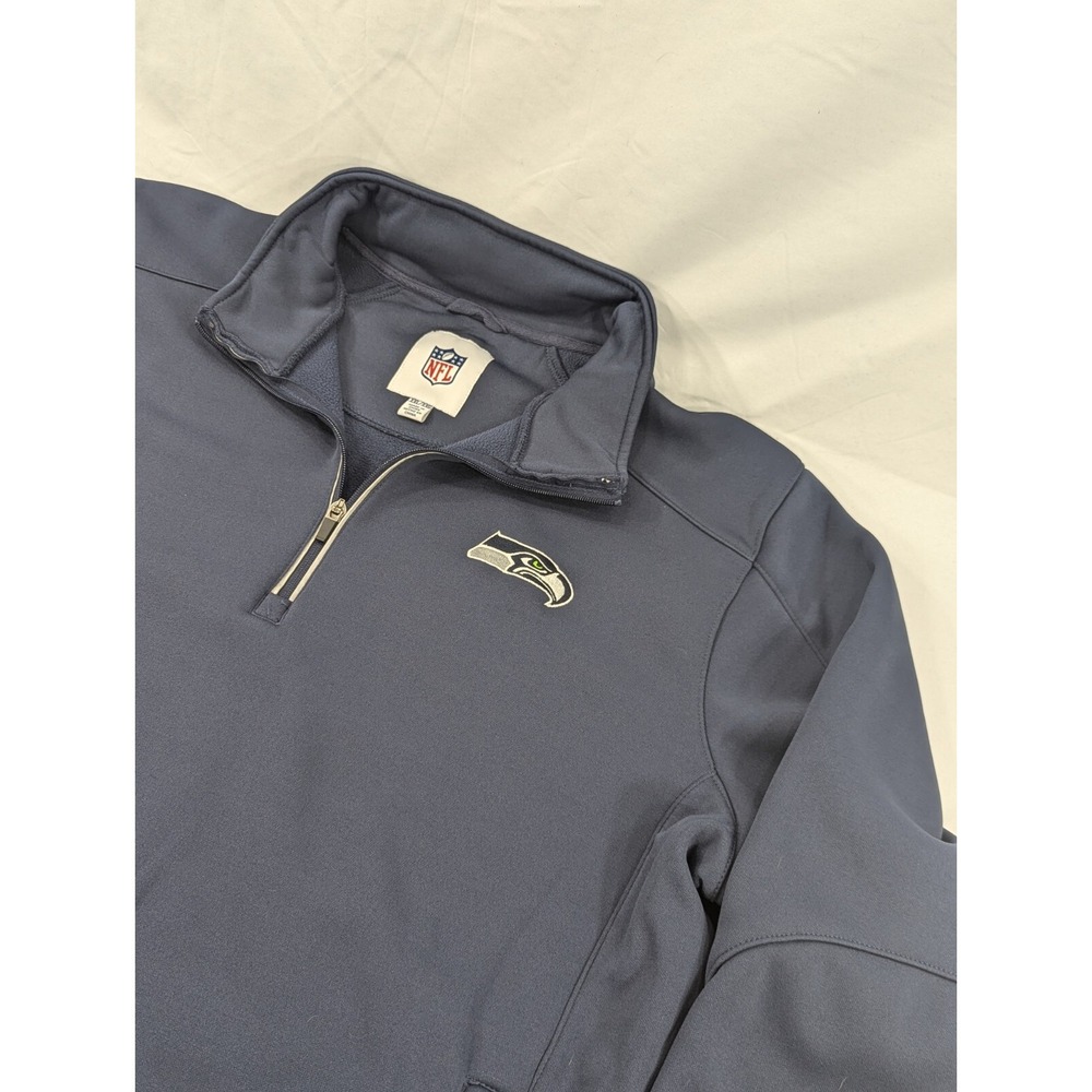 Seattle Seahawks Sweater‎ Thick 2XL XXL Blue Quarter Zip Pullover NFL Football